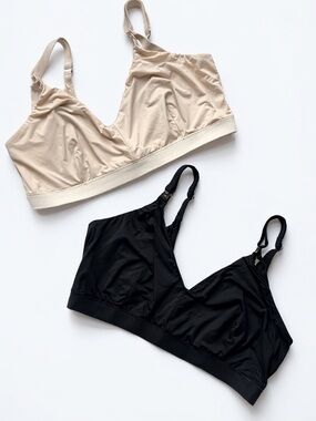 Bodily Bras Nursing Mom Bundle Lot of 2 Size XL Black Nude breast feed
